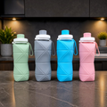 600ml Silicone Folding Water Bottle – Collapsible Reusable Travel Bottle