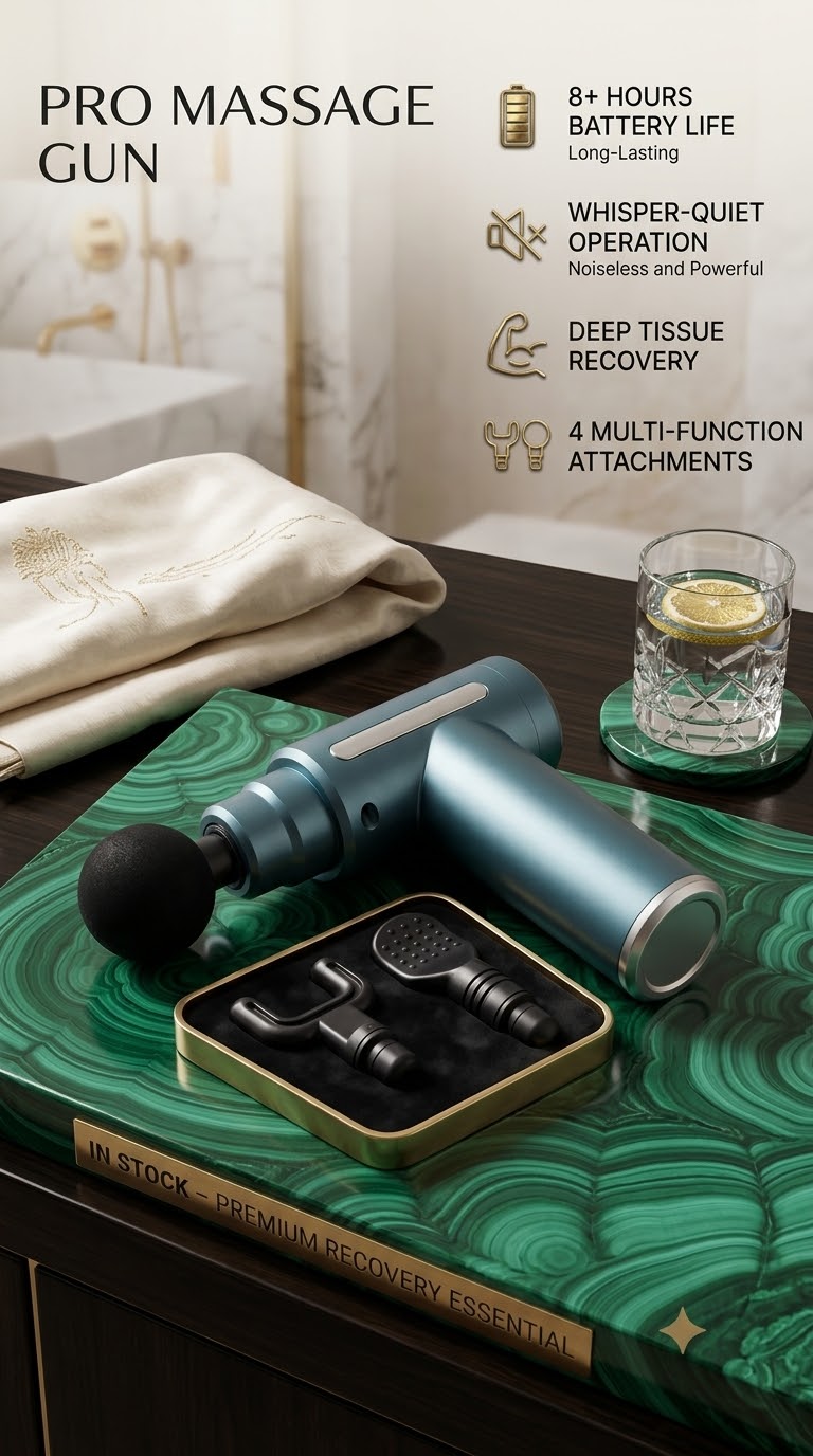 Pro Deep Tissue Massage Gun – Portable Handheld Muscle Massager with 4 Attachments